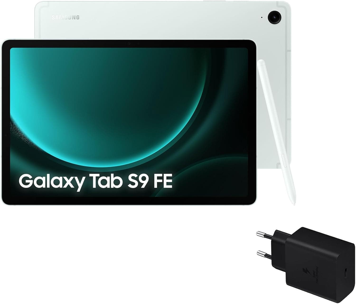 Samsung Galaxy Tab S9 FE Tablet carregador, 256 GB, Wifi, S Pen incluída, bateria de longa duração, classificação IP 68, verde menta