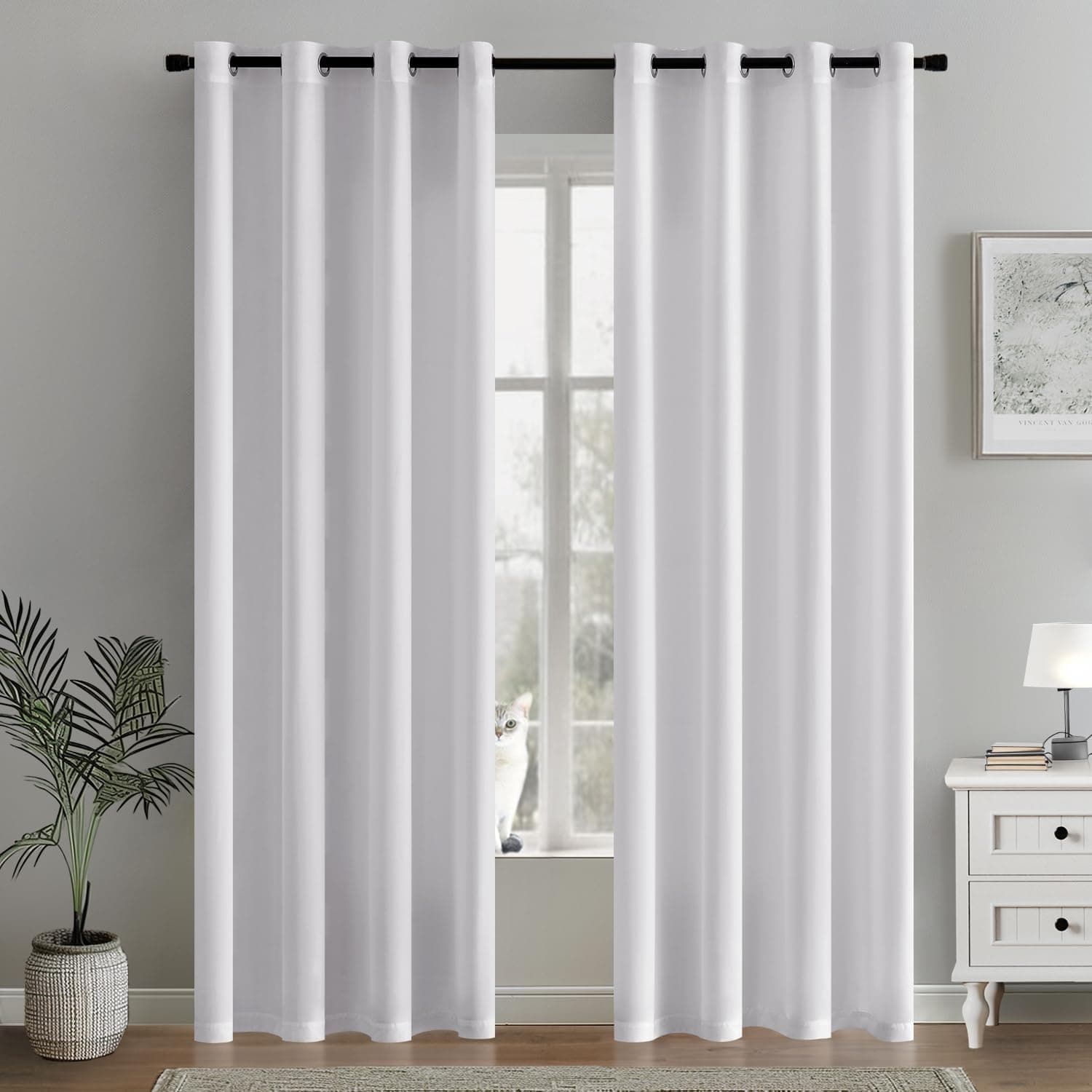 MIULEE | Cortinas translucidas para sala ou quarto, pack de 2 painéis 140 x 225 cm branco