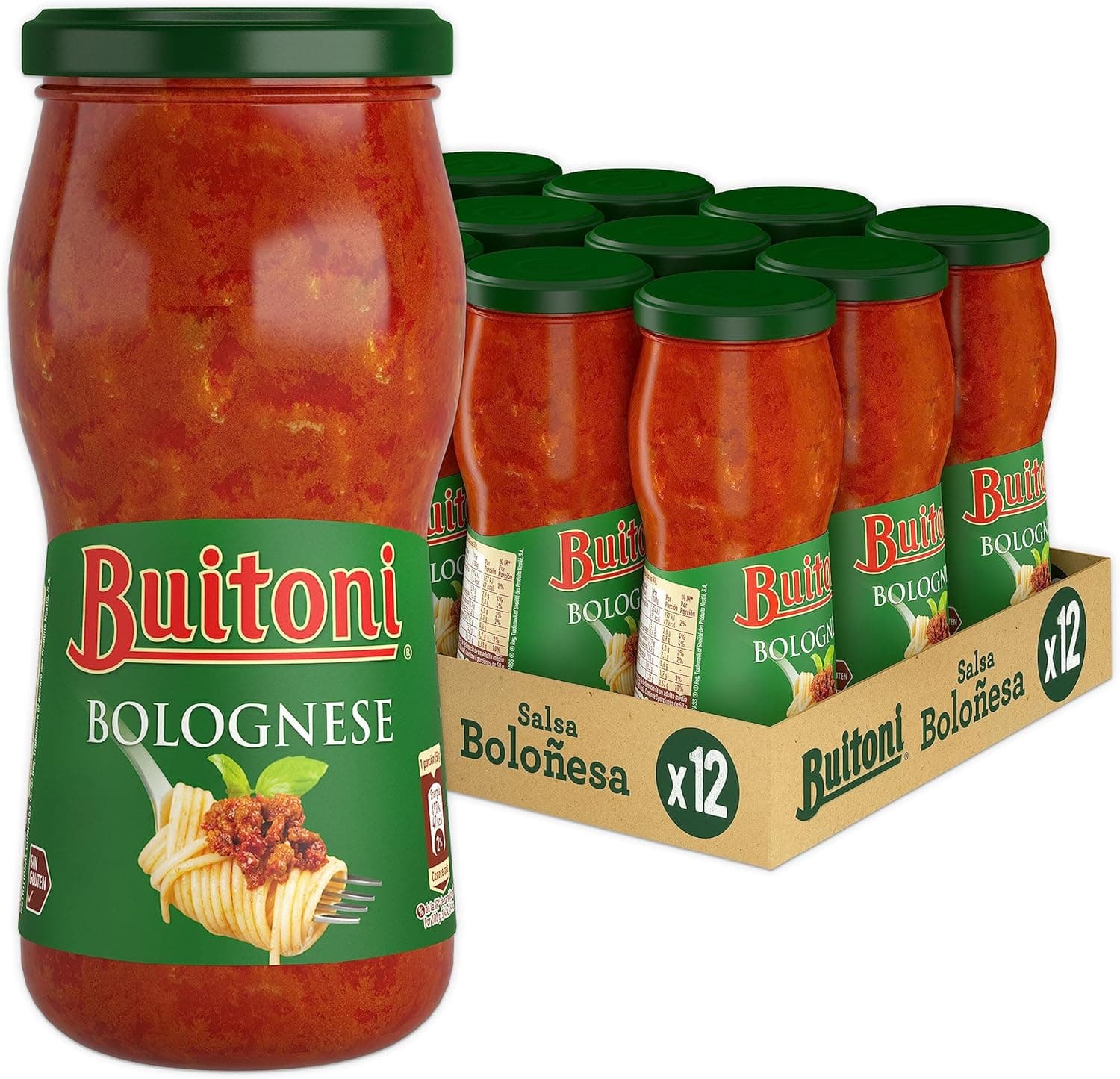 BUITONI Molho bolonhesa frasco 400 g, sem glúten, embalagem de 12