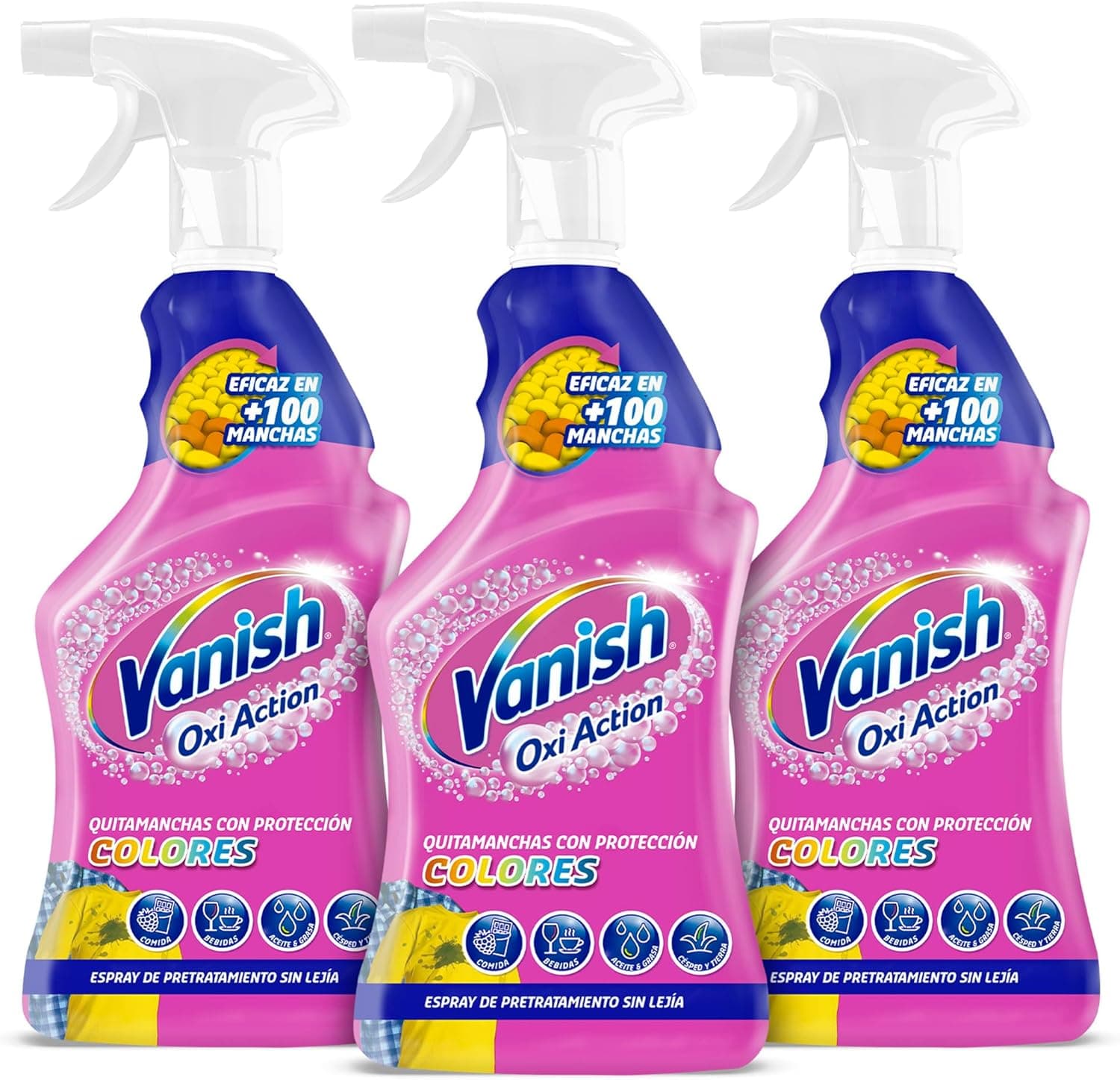 Vanish Oxi Action | Spray tira-nódoas diário sem lixívia para roupa pack de 3 x 750 ml