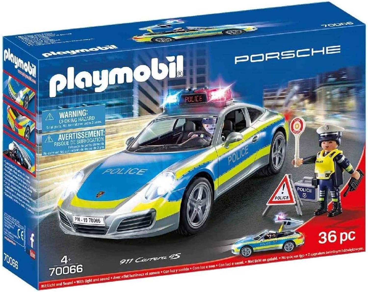 PLAYMOBIL Porsche 70066 911 Carrera 4S polícia, a partir de 4 anos