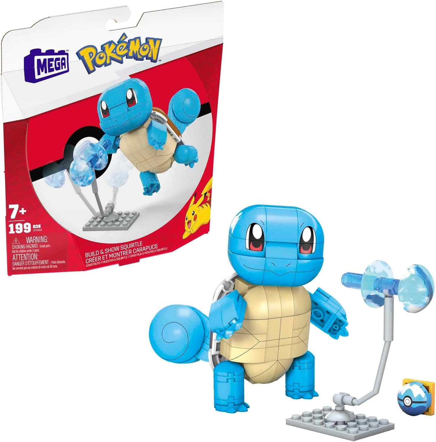 Mega Construx Pokémon cria e mostra Squirtle figura de 180 blocos de construção de brinquedo para meninos e meninas + 6 anos (Mattel GYH00)