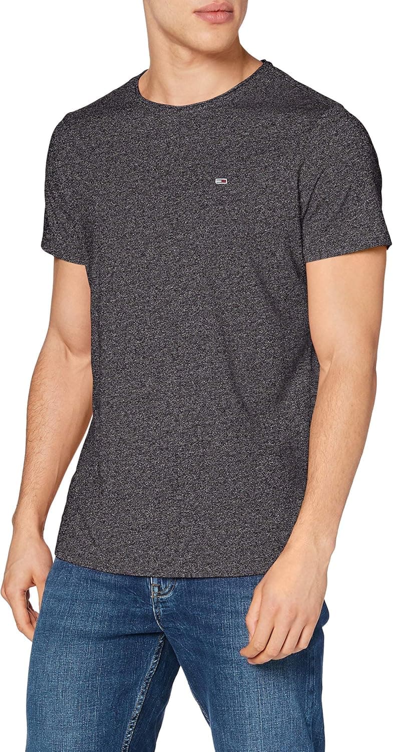 Tommy Jeans T-shirt de manga curta para homem, slim jaspe slim fit
