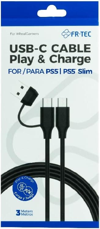 FRTEC – Cabo USB-C para USB-C com adaptador USB-A, carregamento e dados, tipo C para PS5, PS5 Slim, 3 metros, compatível com smartphones
