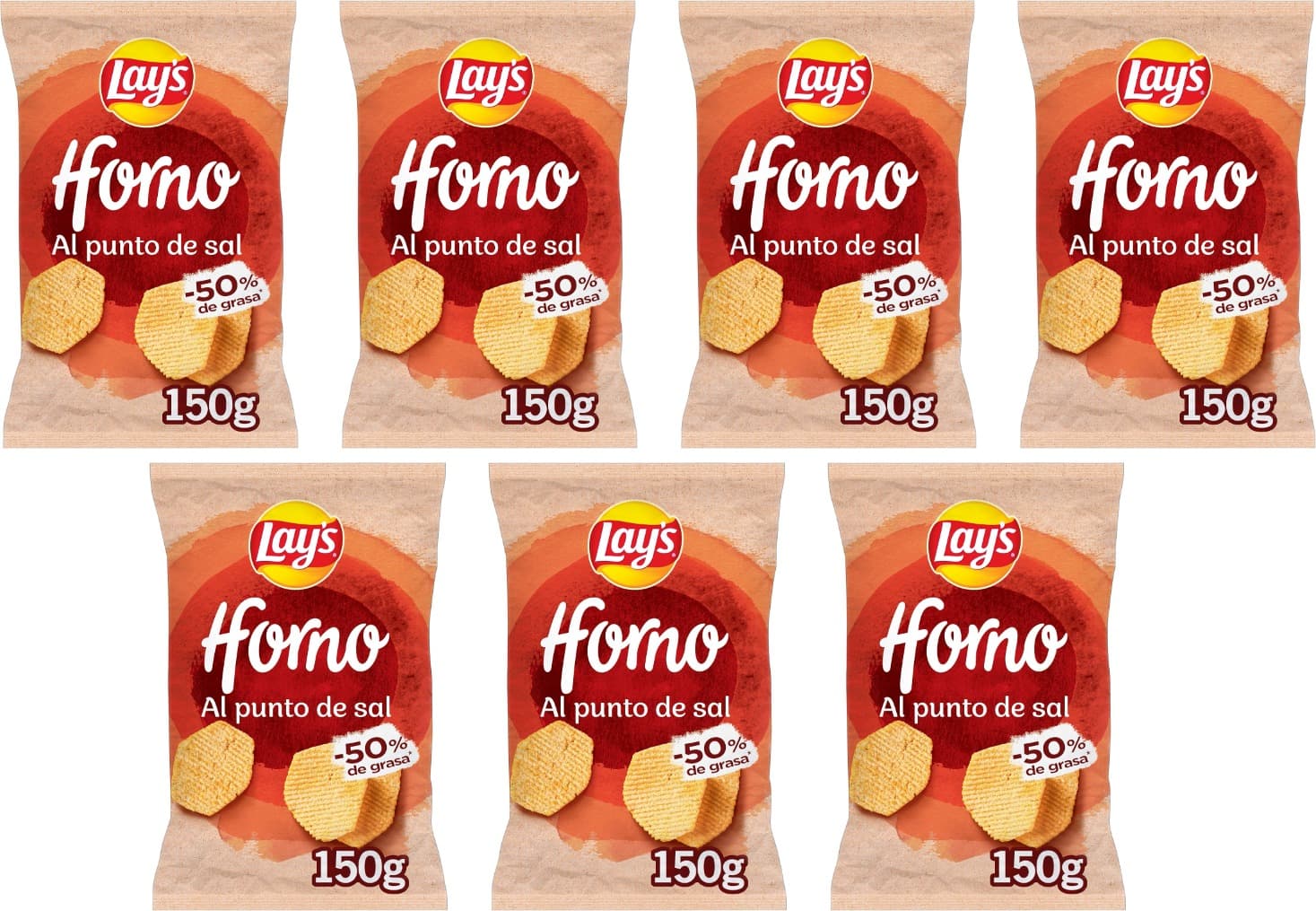 Lay's Forno, batatas assadas no ponto de sal com menos gordura, 150 g x 7