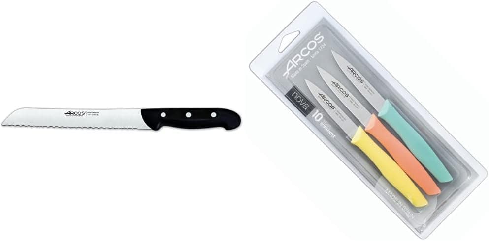 Arcos Maitre, Faca de Paneiro, aço inoxidável Nitrum serrada 210 mm, cabo de polipropileno preto e nova, facas modadores, aço inoxidável, multicolorido, 85 mm