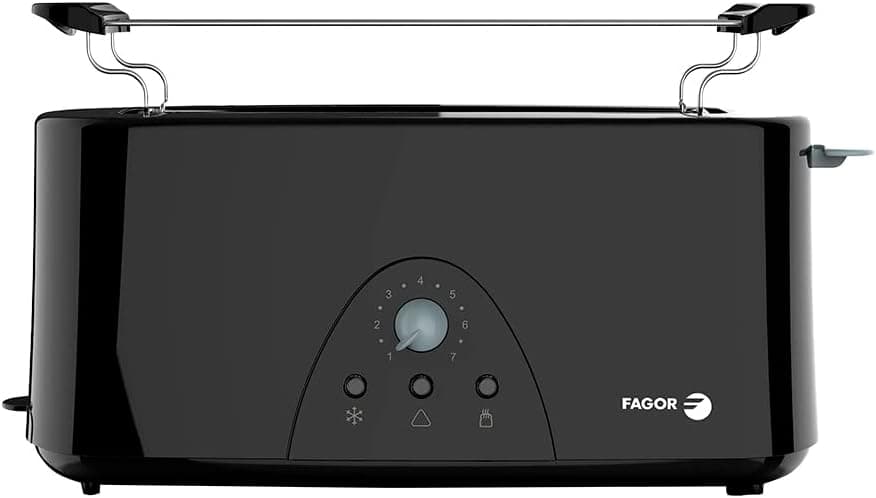 FAGOR - Torradeira LONGTOAST de uma ranhura longa 980W de potência e exterior completo preto birllante. 7 níveis de torrado. 3 funções integradas.