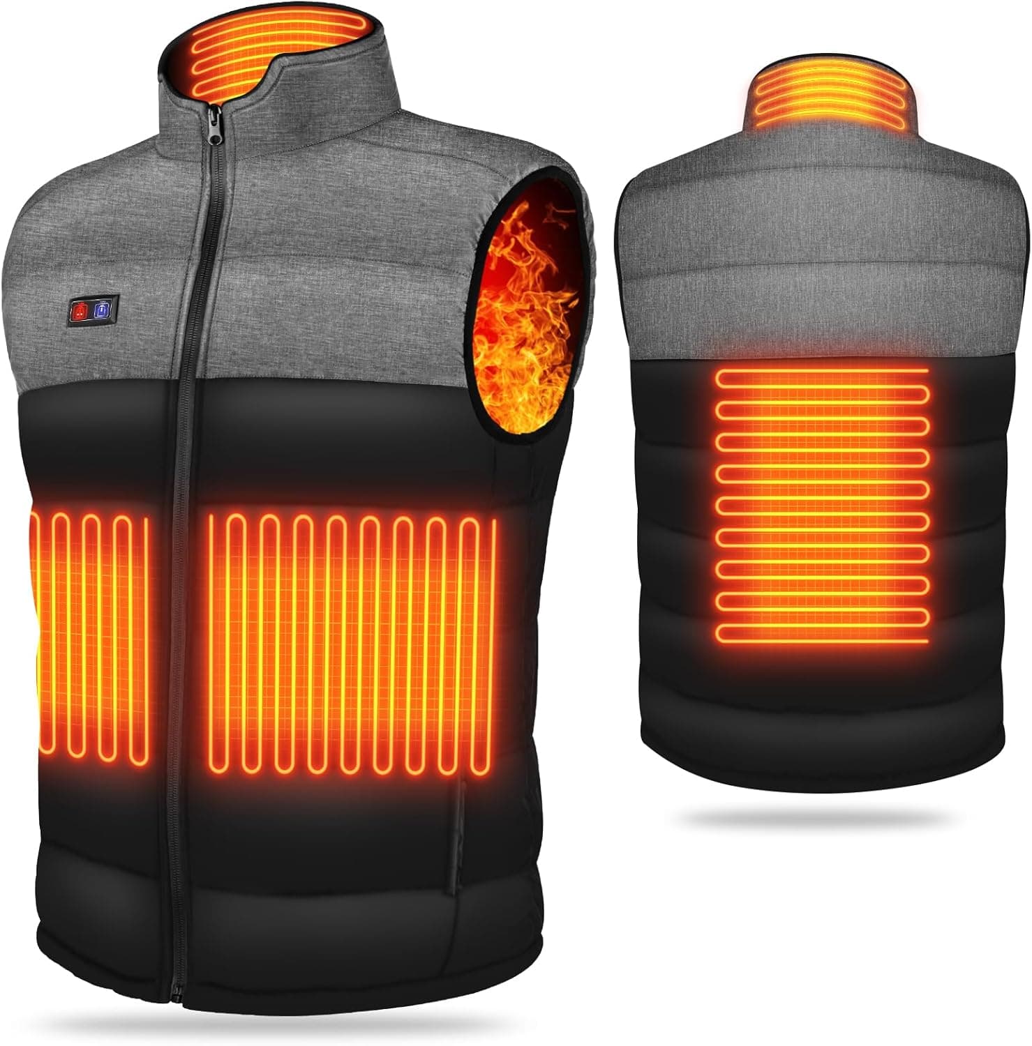 Tonfarb Colete térmico para homem, colete térmico para homem, com 4 zonas aquecidas e 3 níveis de temperatura, elétrico USB casaco aquecido para exteriores, pesca, esqui (bateria não incluída)