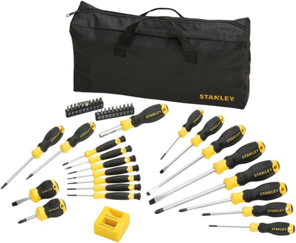 Stanley STHT0-62113 conjunto de 42 chaves de fendas com bolsa, porta-bits, magnetizador e pontas em aço cromado