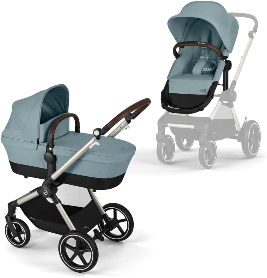 CYBEX Gold Carrinho de passeio EOS Lux 2 em 1, sistema de viagem, desde o nascimento até 22 kg (aprox. 4 anos), Lux, Sky Blue
