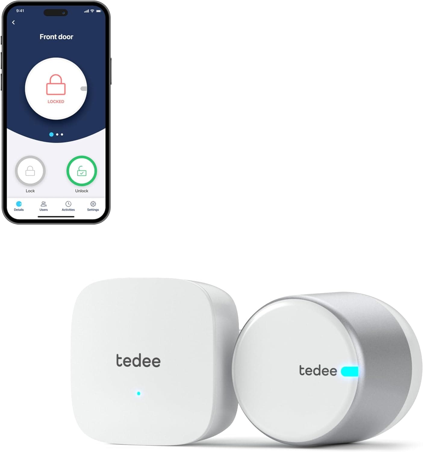 tedee GO2 Fechadura inteligente com WiFi e Bluetooth aplicativo para acesso remoto, fechadura inteligente com desbloqueio automático Alexa Smart Home