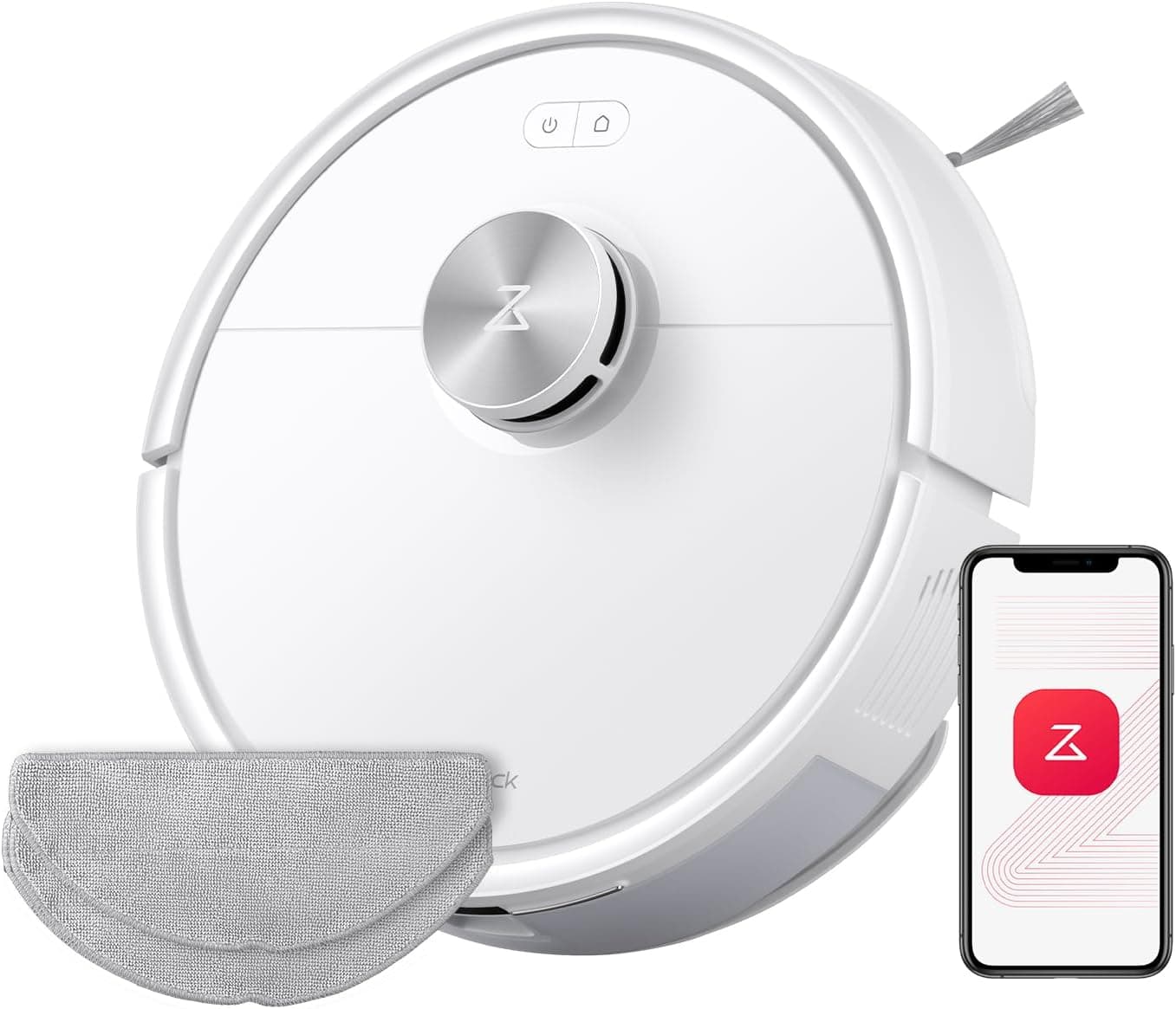 roborock Q7 M5 Robot aspirador e esfregona de chão 2 em 1 de 10000 Pa, robô vácuo com sistema duplo anti-emaranhados, navegação PreciSense LiDAR, controlado por APP e comando por voz (conjunto branco)