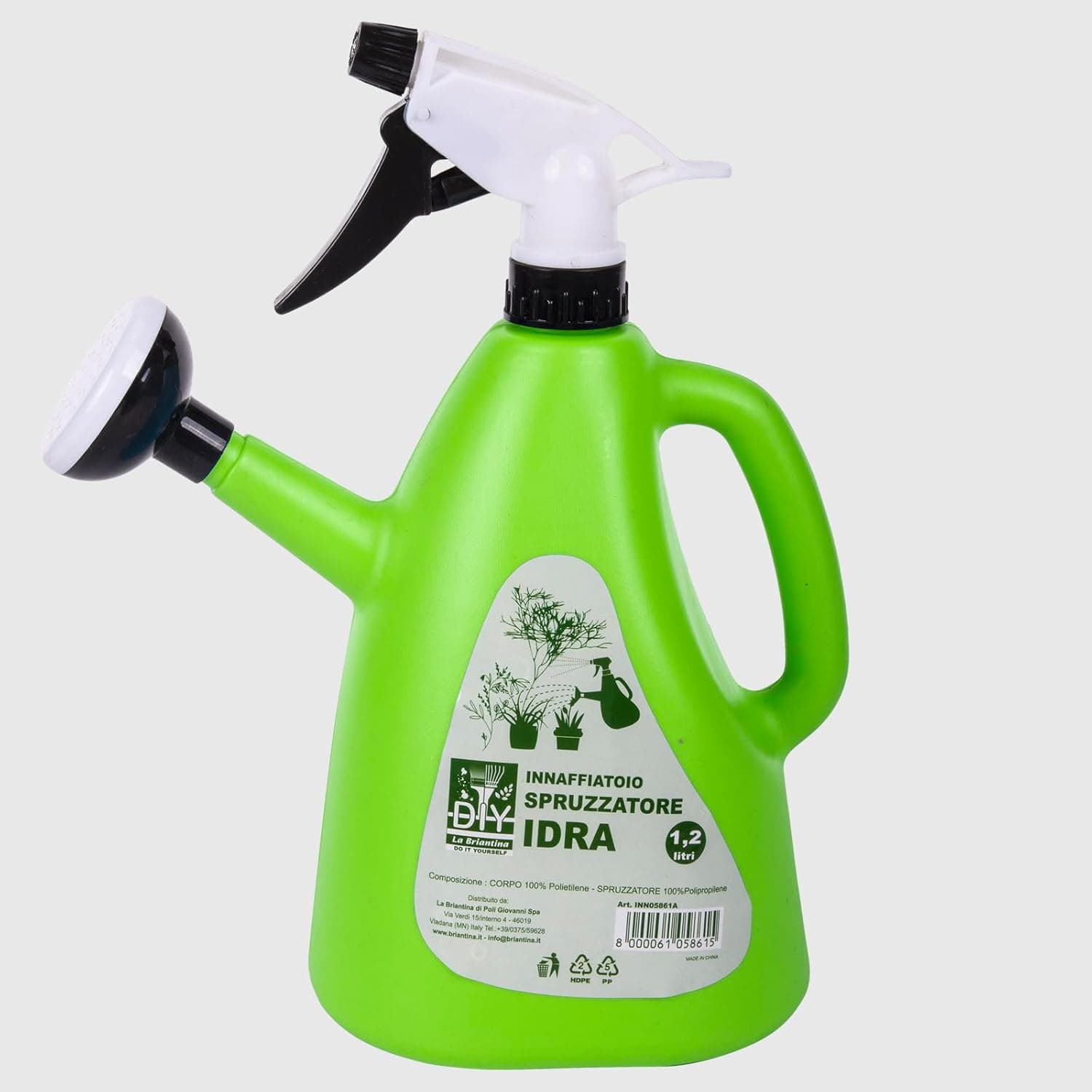 La Briantina Regador com pulverizador hidra 2 em 1, aspersor de plástico dupla função para pequenas plantas domésticas de 120 cl, polietileno
