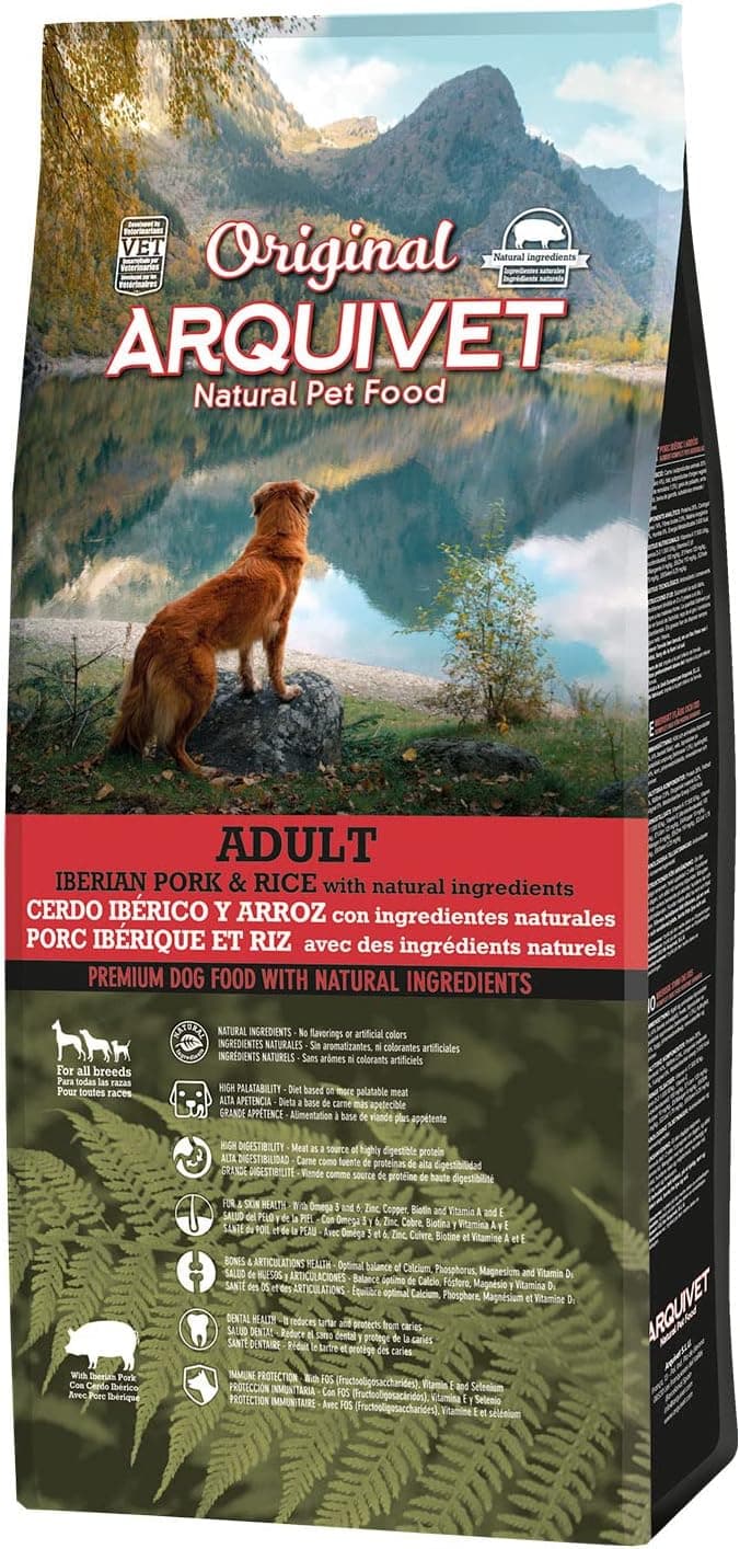 Arquivet Original Adult 12 kg - Alimentação para cães adultos - Porco ibérico e arroz, 1 unidade (embalagem de 1)