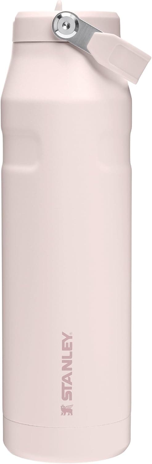 Stanley Iceflow Flip Straw 2.0 Garrafa de água desportiva com palha 1,06 L - 15 horas fria - 3 dias gelada - aço inoxidável, sem BPA, anti-fugas, adequada para máquina de lavar louça, Rose Quartz