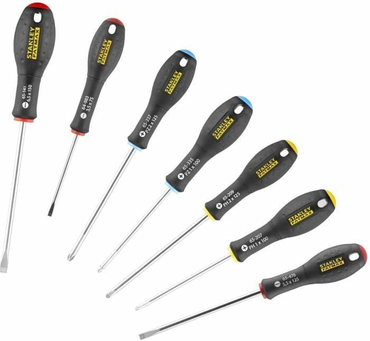 Stanley - FatMax Chave de fenda - conjunto de 7 peças plana ozidrivee hillips 0-65-438, Set, mais cores