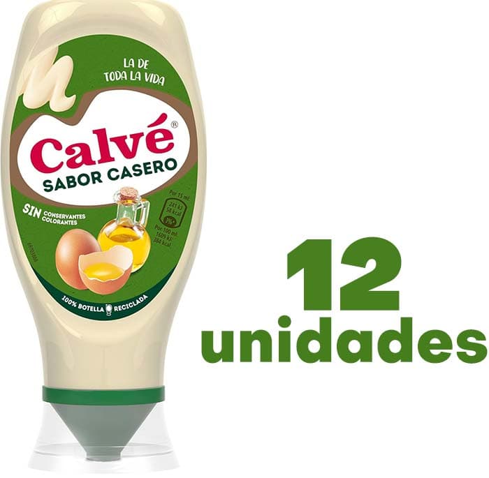Calvé Maionese sabor caseiro sem conservantes, 30% menos sal 430 ml, pack 12 unidades