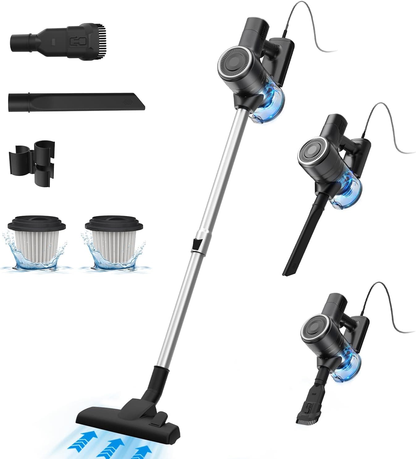 Vexilar 28KPa Aspirador com cabo C6 potente sucção, aspirador com 7 metros de cabo, aspirador portátil 3 em 1, motor potente de 600 W aspirador para pelo de animais de estimação/tapetes/pisos/carro