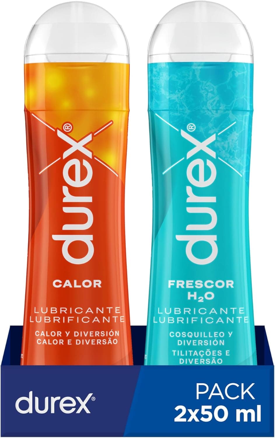 Durex Lubrificante Frescor e calor, cócegas e diversão, 50 ml x 2