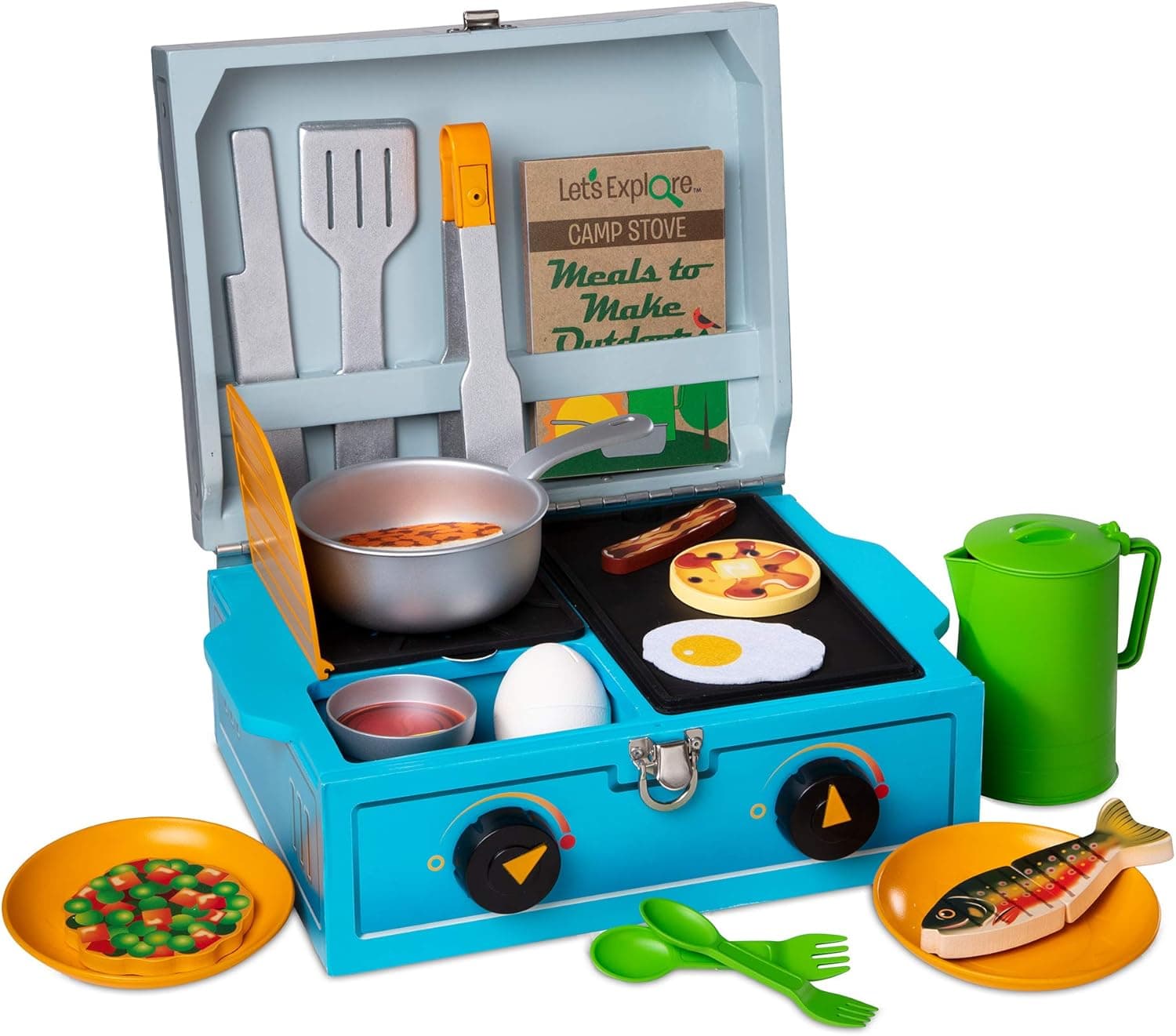 Melissa & Doug Let's Explore Camp Stove Pretend Play Set 3 presente para menino ou menina, multicolorido