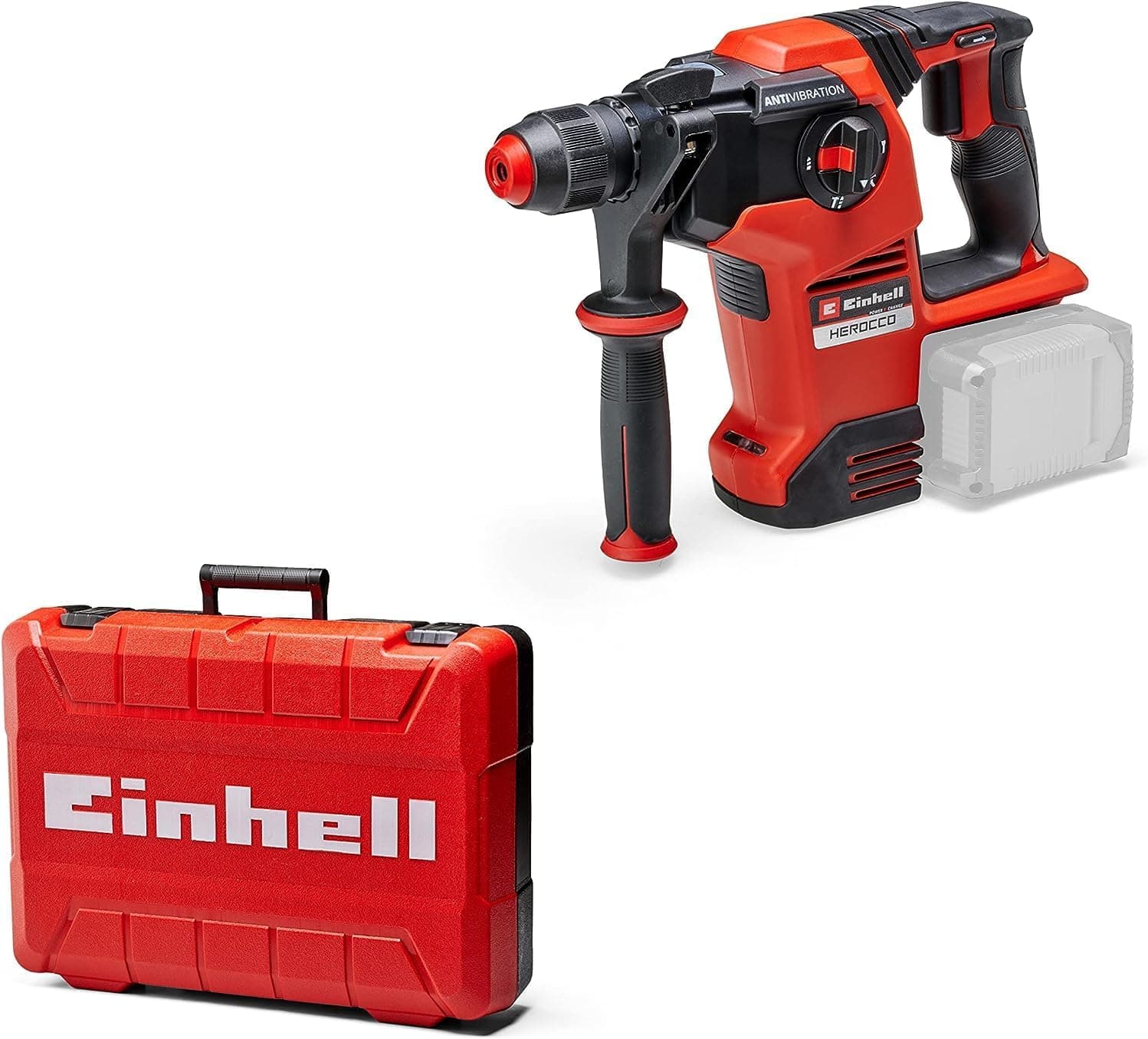 Einhell Martelo perfurador com bateria HEROCCO 36/28 Power X-Change (Li-Ion, 2 x 18 V, Twin-Pack, 3,2 Joule, 29 Nm, motor sem escovas, porta-ferramentas SDS+, incl. e-box, sem bateria ou carregador)
