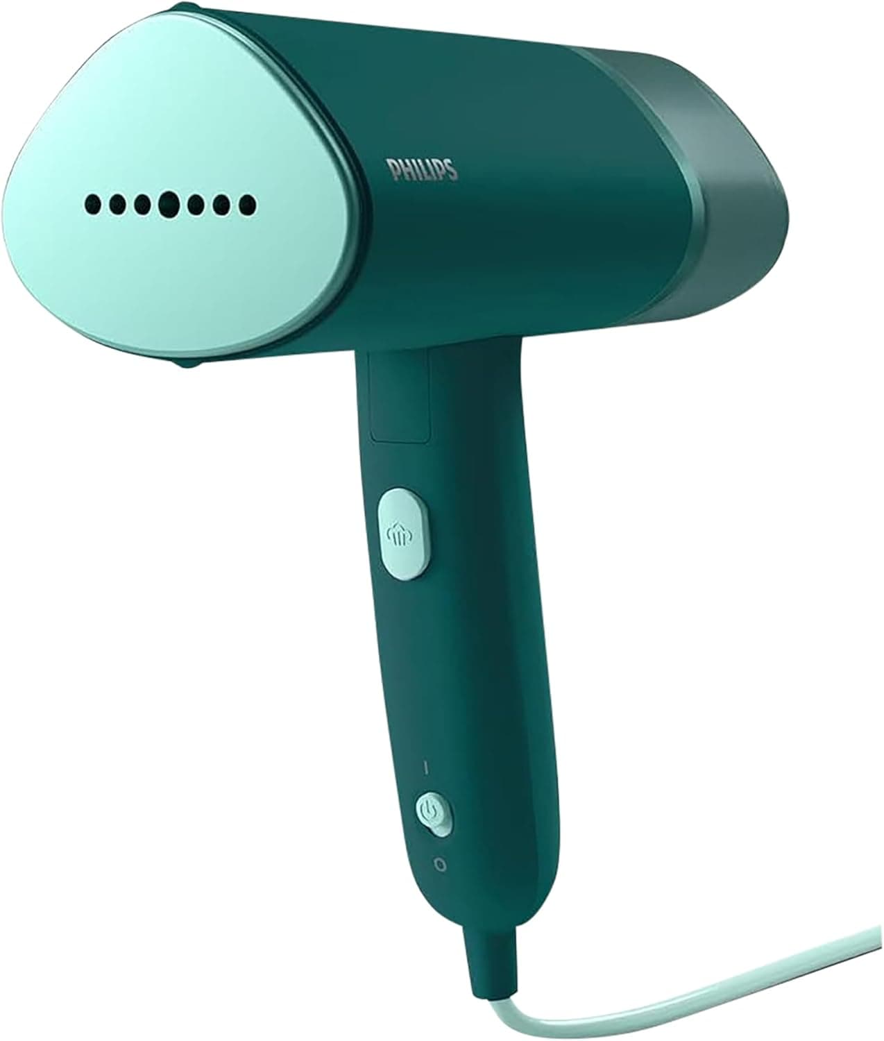 Philips Série 3000 Vaporizador de mão, compacto e dobrável, 1000 W, 20 g/min de vapor, depósito de água removível de 120 ml, placa de vapor metálica, peso leve, 660 g, verde-escuro (STH3020/70)