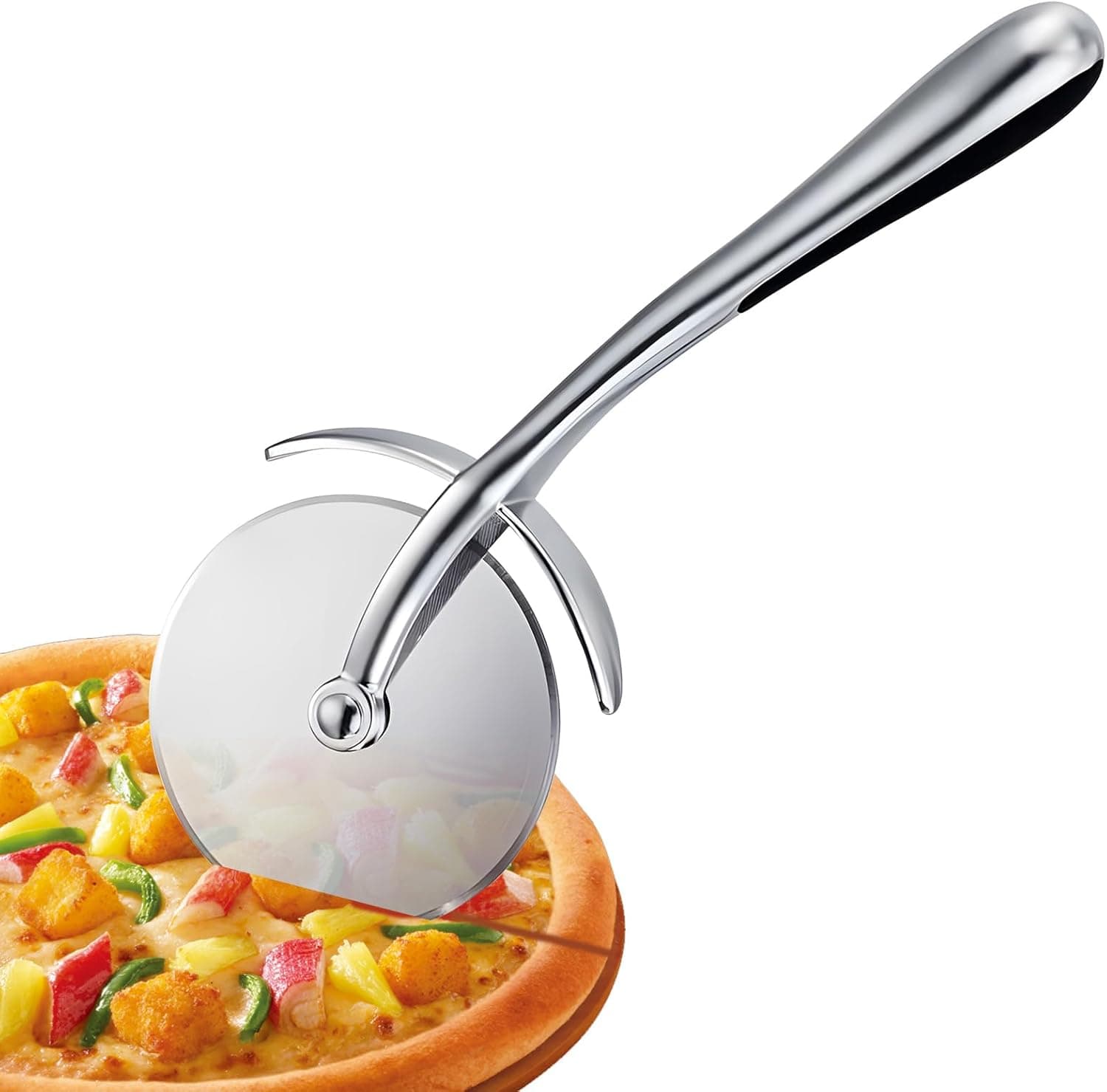 SURFOU Cortador de pizza, 6,5 cm de diâmetro e 18 cm de comprimento, corta-pizza de aço inoxidável, adequado para máquina de lavar louça, ideal para bolos, bolos, ofres e pão, perfeito para o uso