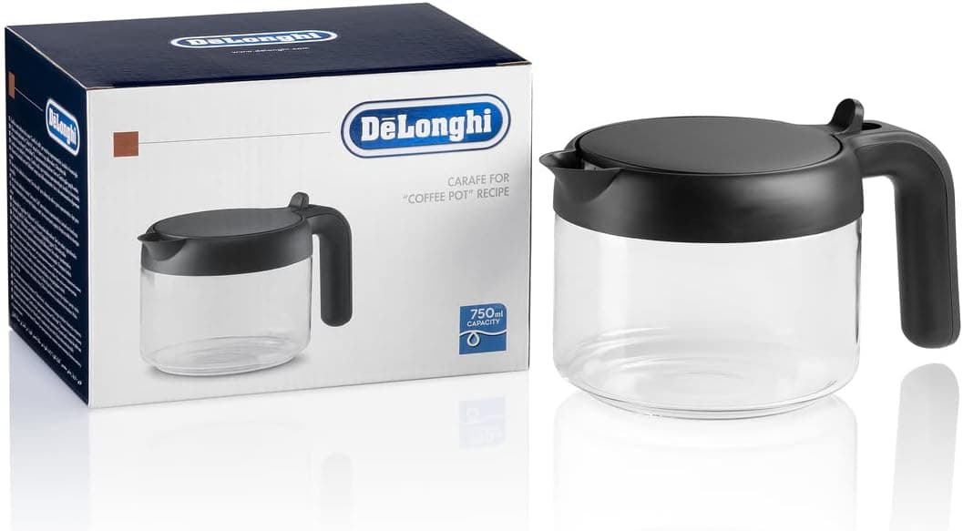 De'Longhi Jarro para café DLSC021, acessório para máquina de café, capacidade de 750 ml, jarro para café, vidro, plástico, 6 chávenas, preto e transparente