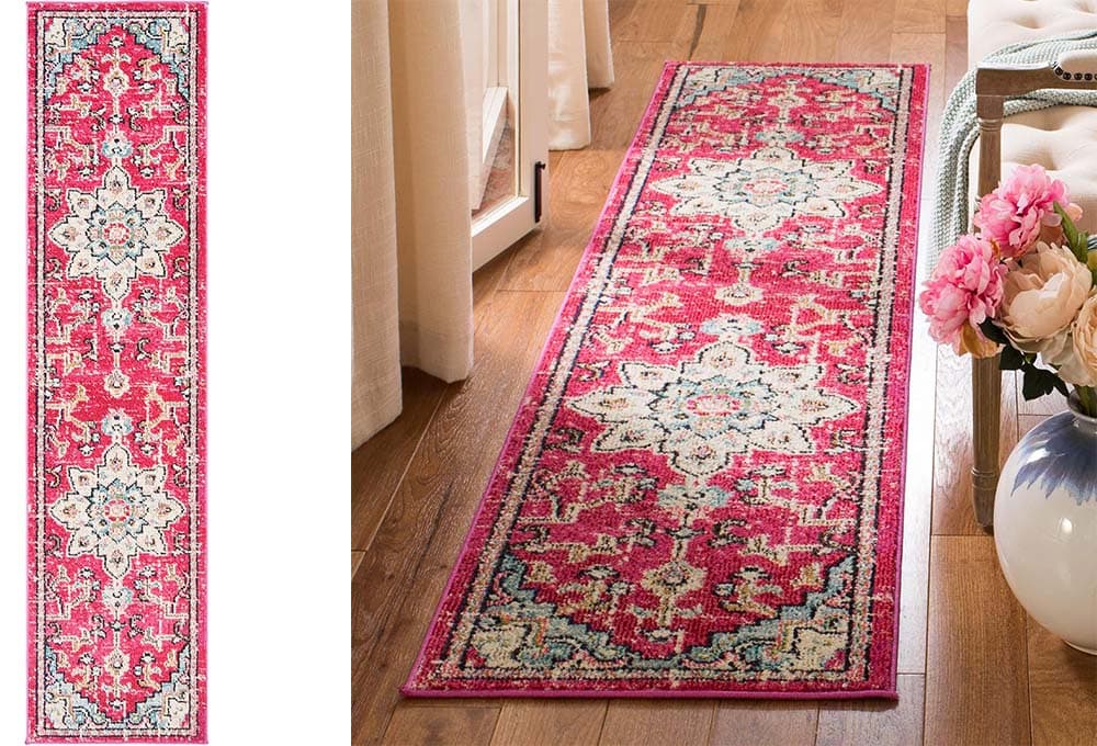 Safavieh Madison | Tapete retangular curto moderno em fúchsia e azul 61 x 91 cm