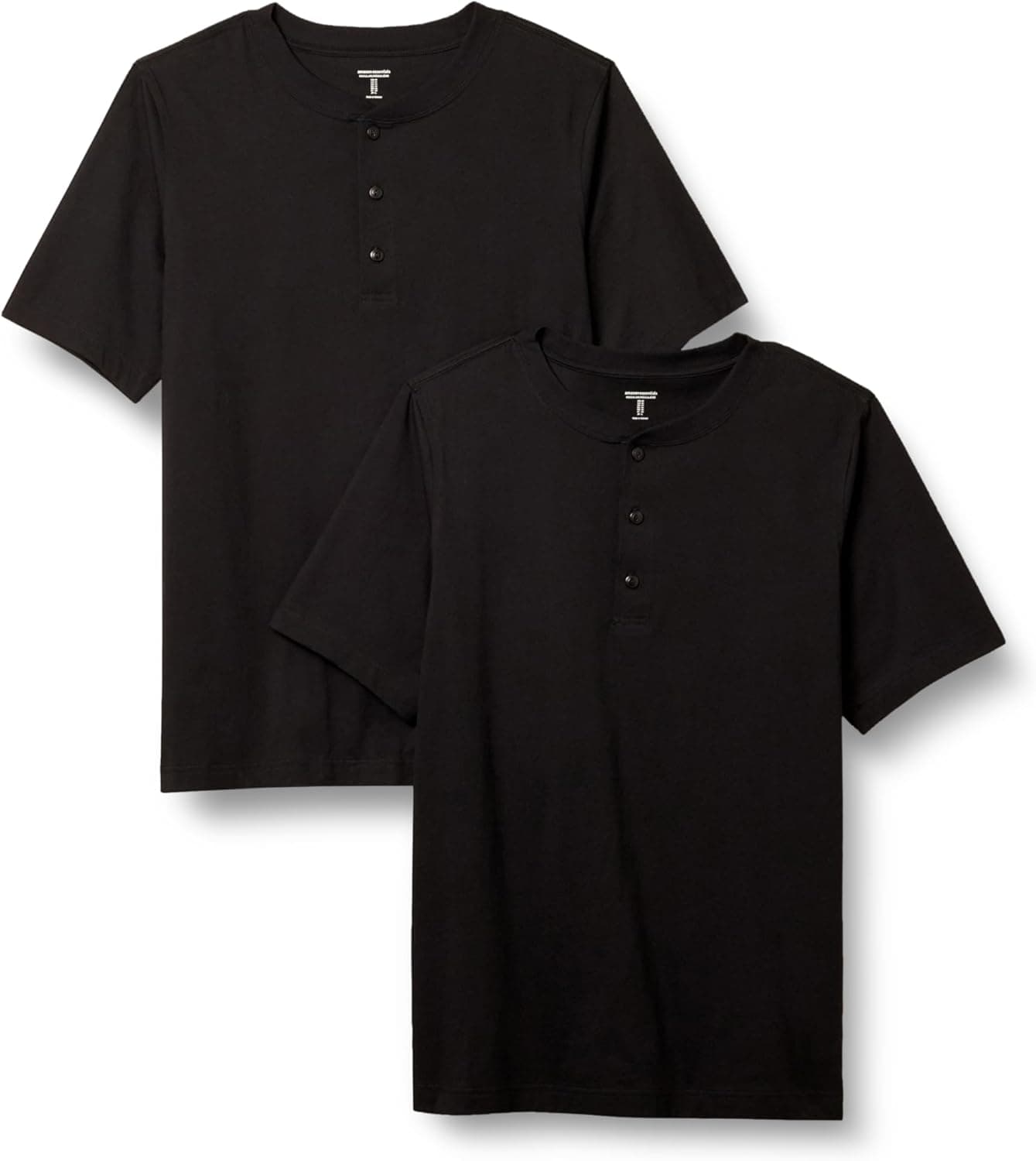 Amazon Essentials T-shirts de manga curta Henley de algodão com corte reto para homem, conjunto de 2