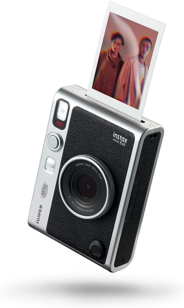 instax Mini EVO Black-C. Câmara e impressora com ecrã LCD de 2,7 polegadas, 10 efeitos de lente e 10 efeitos de película