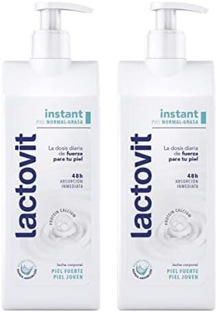 Lactovit - Leite corporal Instant com proteção cálcio e absorção rápida, para peles normais e gorduras, 400ml x 2