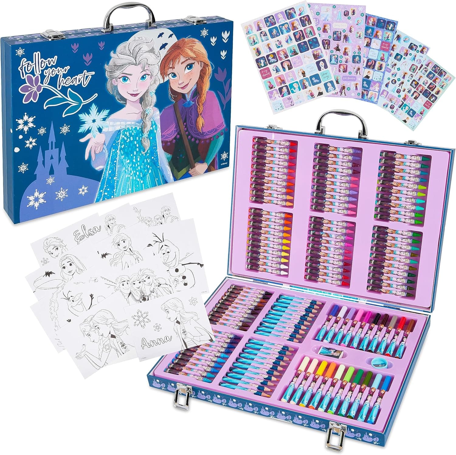 Disney Princesa Set Maletin - Marcadores de cores, rayons, mais de 130 peças - estojo de artigos de arte (Multicolor Frozen)