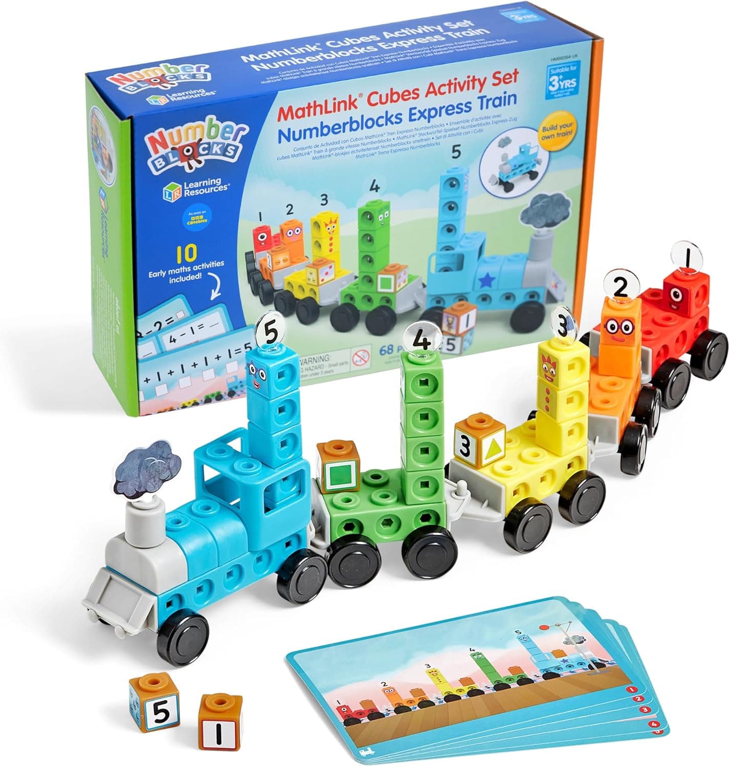 Learning Resources Numberblocks Trem Expresso | Comboio educativo com cubos MathLink e 10 atividades de matemática para crianças dos 3 aos 6 anos