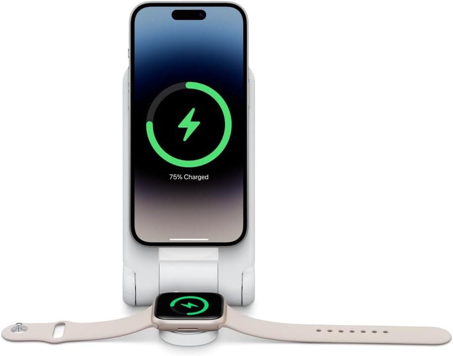 Otterbox 2-in-1 Folding Power Bank, carregador de carregamento rápido portátil de 10.000 mAh com MagSafe e USB-C, indicador de carregamento LED, fino, de design duradouro para iPhone e Apple Watch,