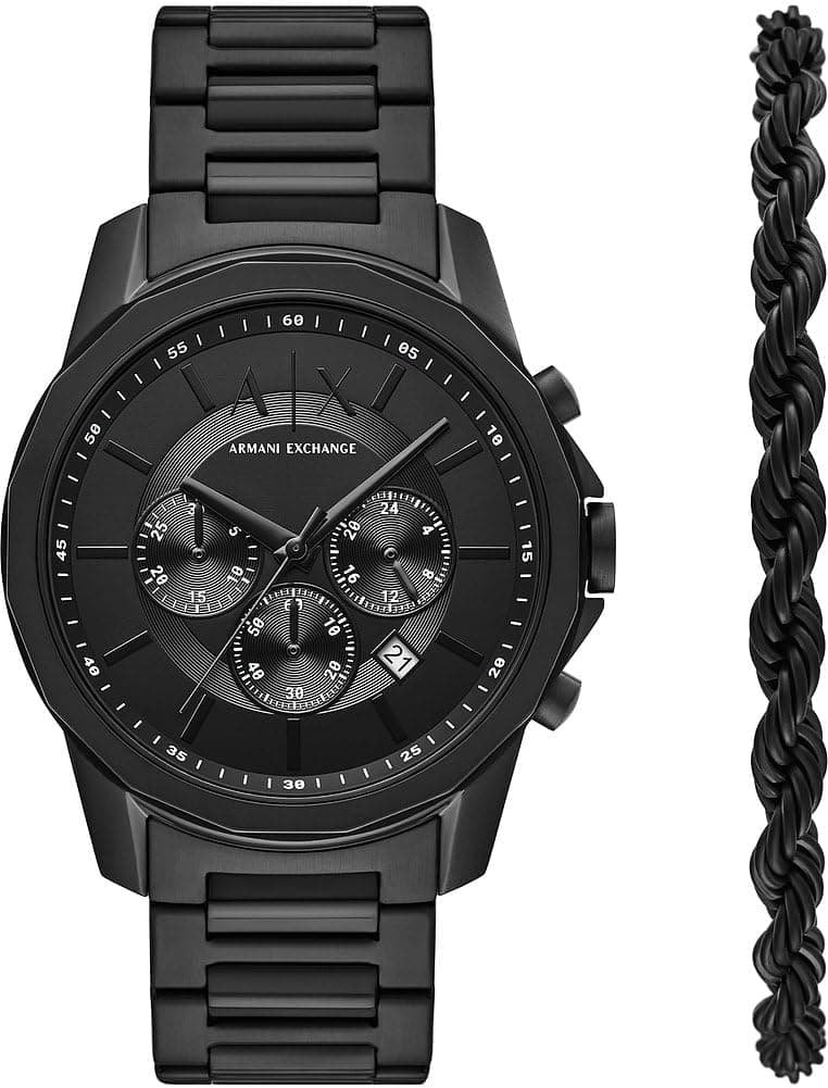 Armani Exchange Relógio analógico para homens de quartzo com correia em aço inoxidável AX7163SET