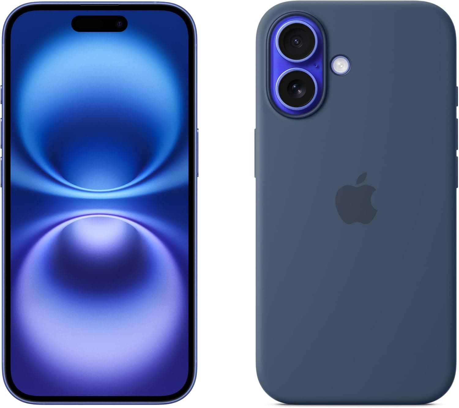 Apple iPhone 16 (128 GB) - azul ultramarino + capa de silicone com MagSafe - Denim