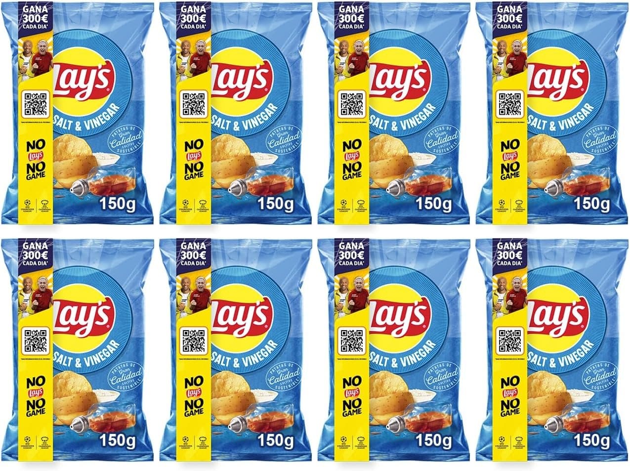 Lay's Vinagreta, batatas fritas de culturas sustentáveis com sabor sal e vinagre, produto de aperitivo, saco individual, 150 g