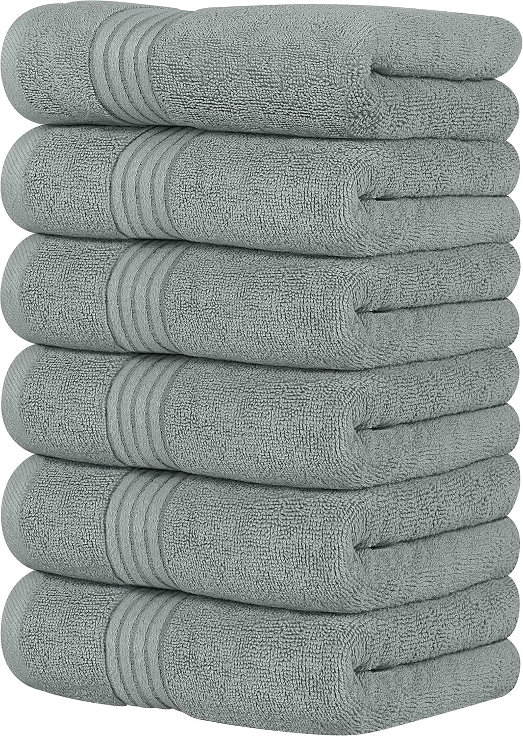 Utopia Towels - Conjunto de 6 toalhas de mão de luxo, (41 x 71 cm) 100% algodão fio em anéis, leves e altamente absorventes para casa de banho, viagens, campismo, hotel e SPA (cinzento frio)