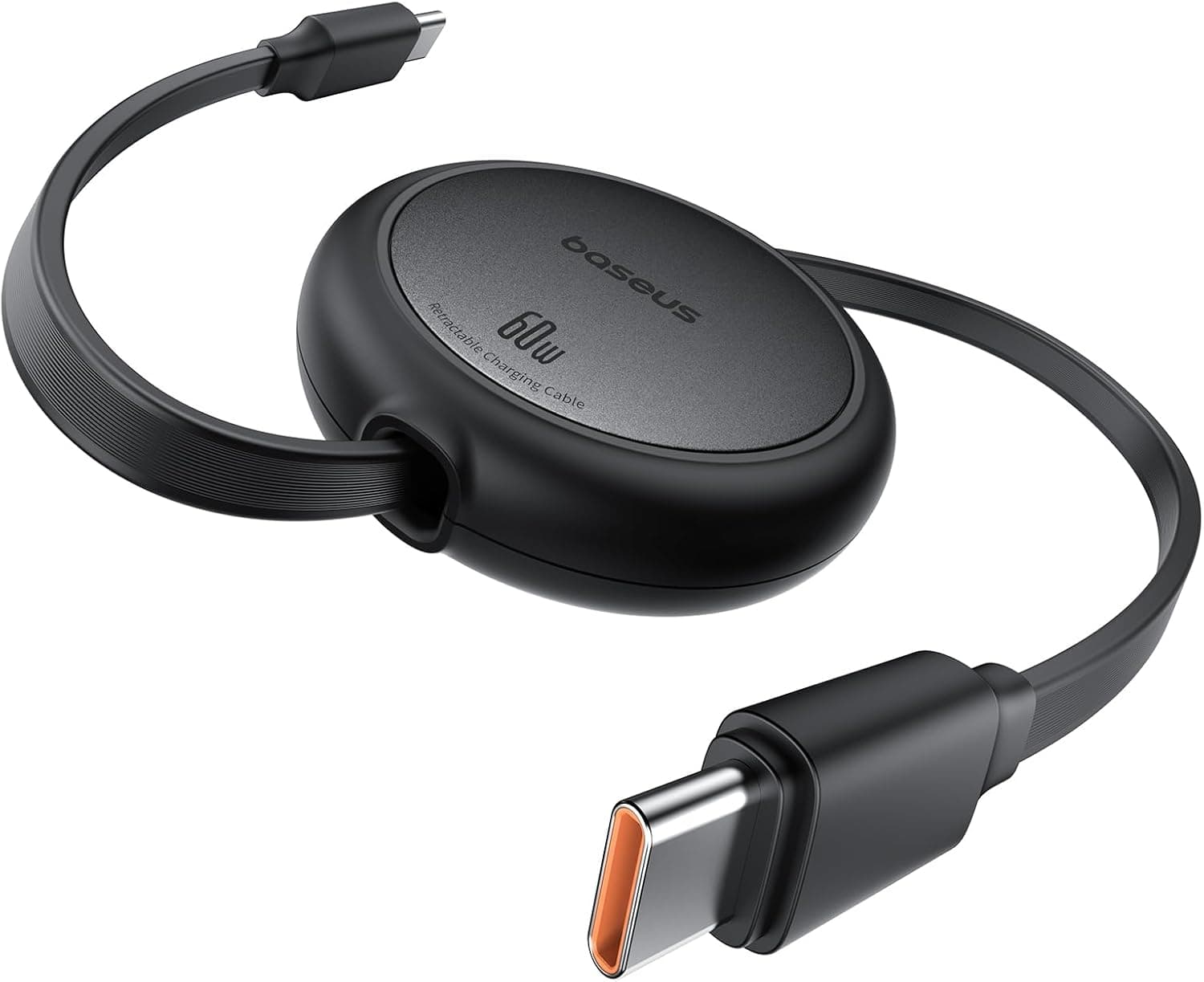 Baseus Cabo USB C para USB C, enrolável, 60 W, 1 m, mini retrátil, cabo de carregamento rápido, USB C para iPhone 16, 15, 14 Pro, Samsung Galaxy S25, S24 Ultra, MacBook, iPad Pro, portátil