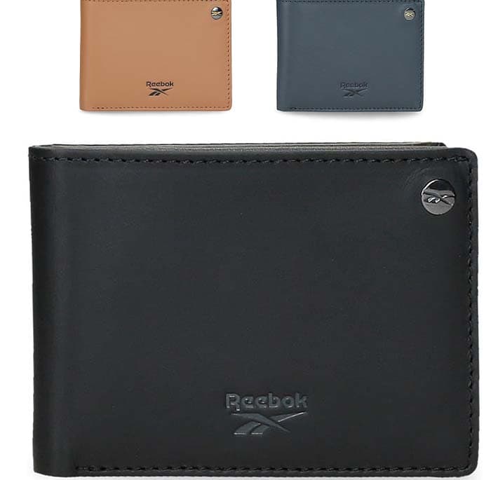 Reebok Switch Carteira de couro para homem, 11 cm x 8 cm x 1 cm