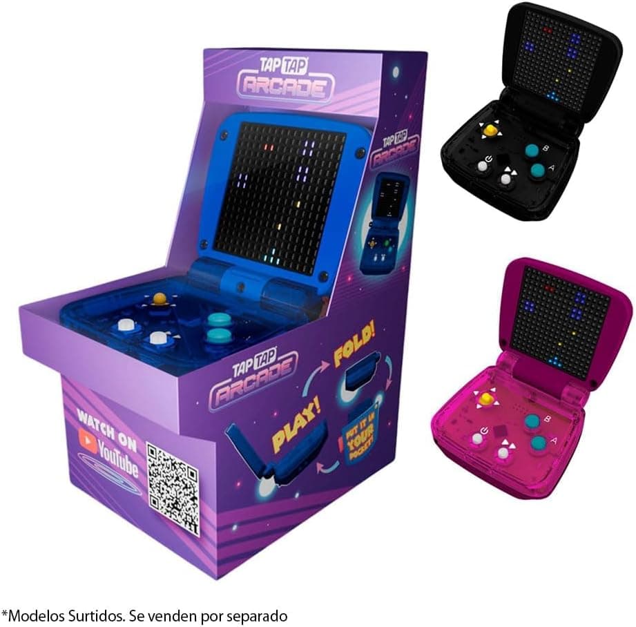 BANDAI TAPTAP Arcade FC34812 Multicolor- Dispositivo de jogos eletrónico tamanho de palma - máquina recreativa retro, inclui 10 jogos de vídeo, presente para maiores de 5 anos