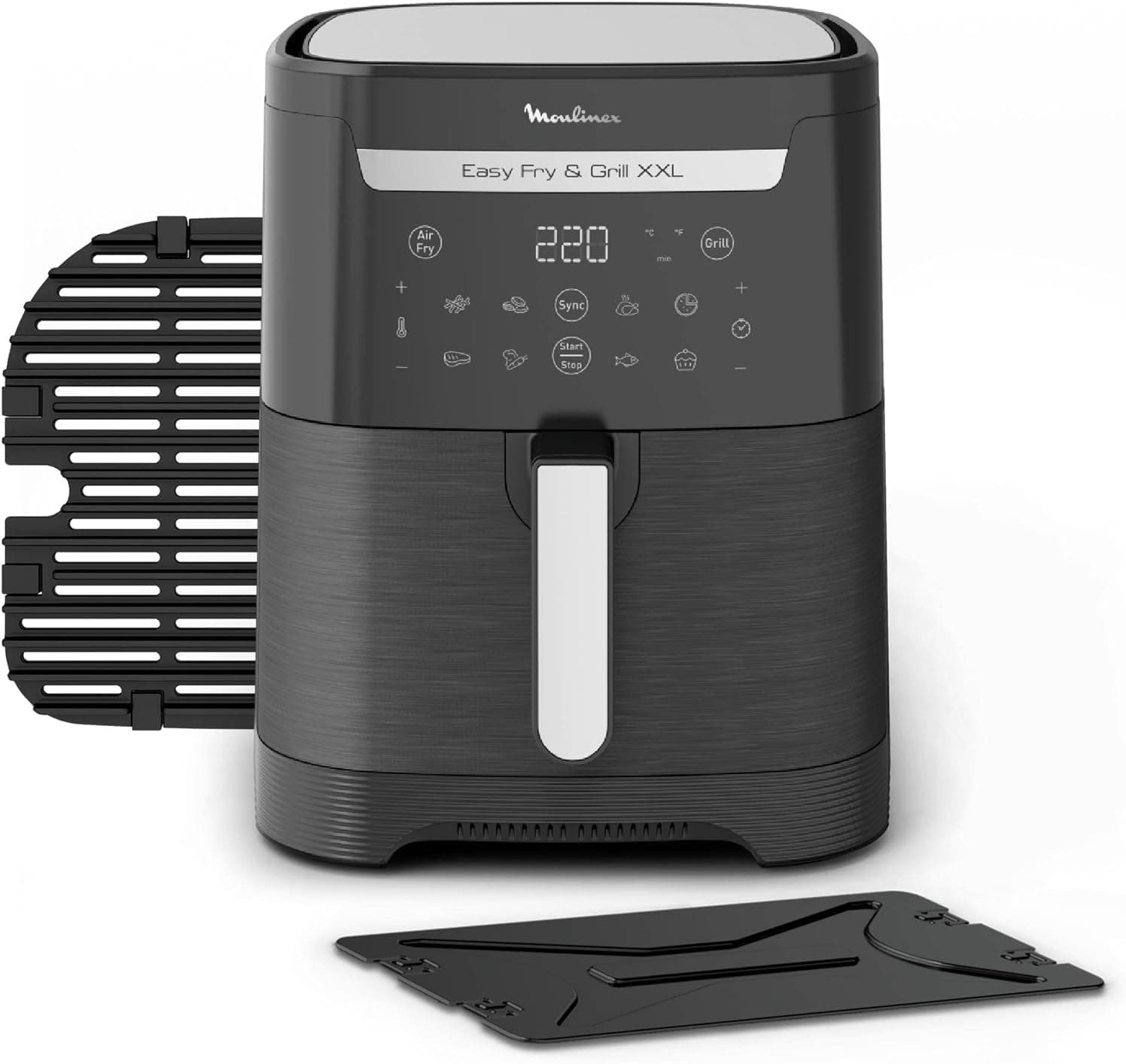 Moulinex Easy Fry XXL 6,5 L EZ8018 Frigideira de ar 2 em 1 para fritar ou grelhar, com pouco ou sem óleo, ecrã digital tátil, 8 programas, refeições saudáveis, grande capacidade, até 8 pessoas