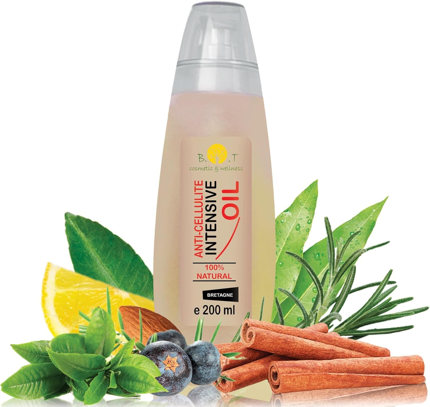 Anticelulite redutor potente com óleos essenciais, adelgaçante profissional 100% natural, penetra 6 vezes melhor que um creme anti-celulítico, 6 X mais resultados, prevenção estrias 200 ml