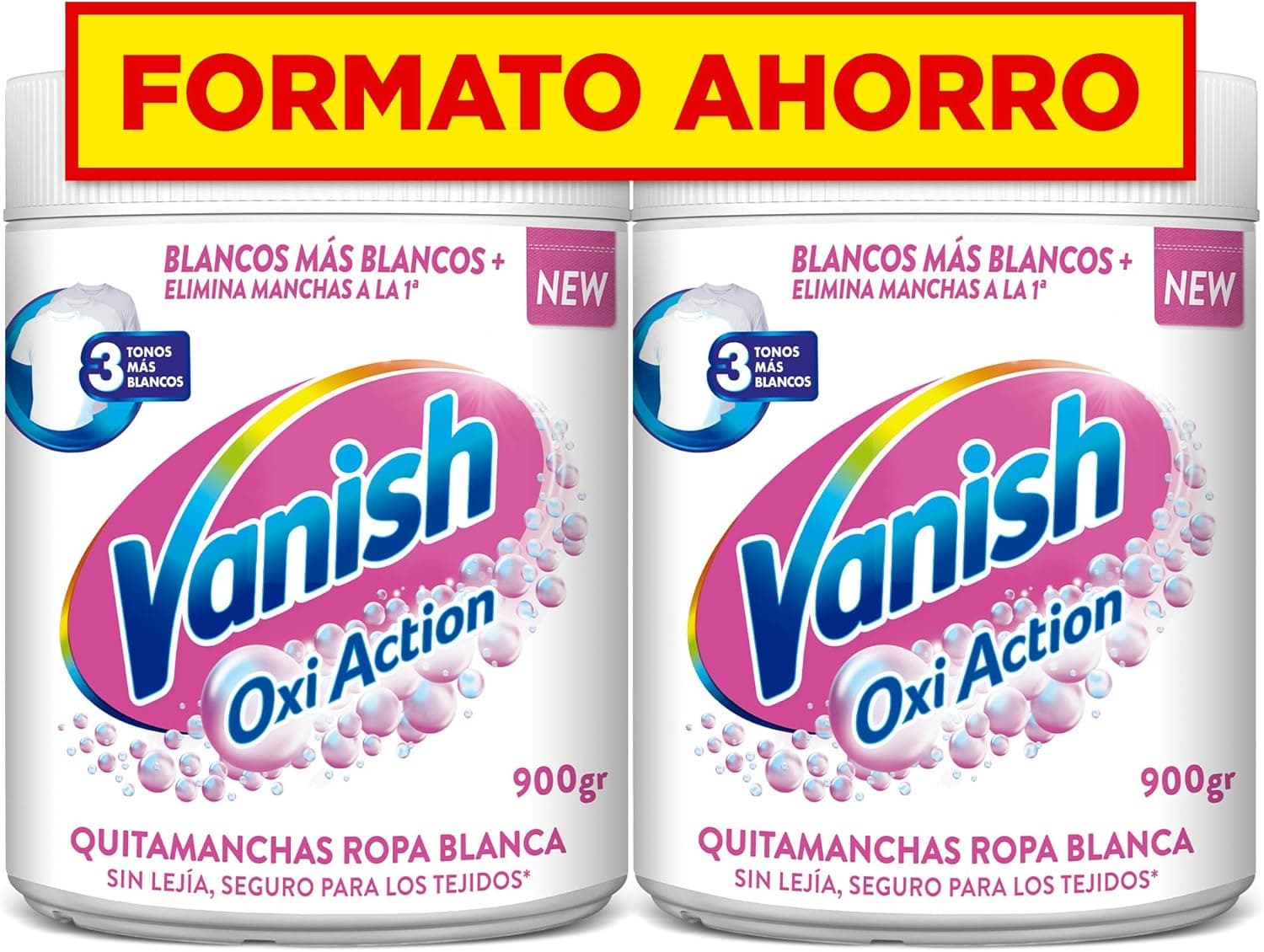 Vanish Oxi Action Removedor de manchas e branqueador para roupa branca, em pó, sem lixívia, 900 g (embalagem de 2)
