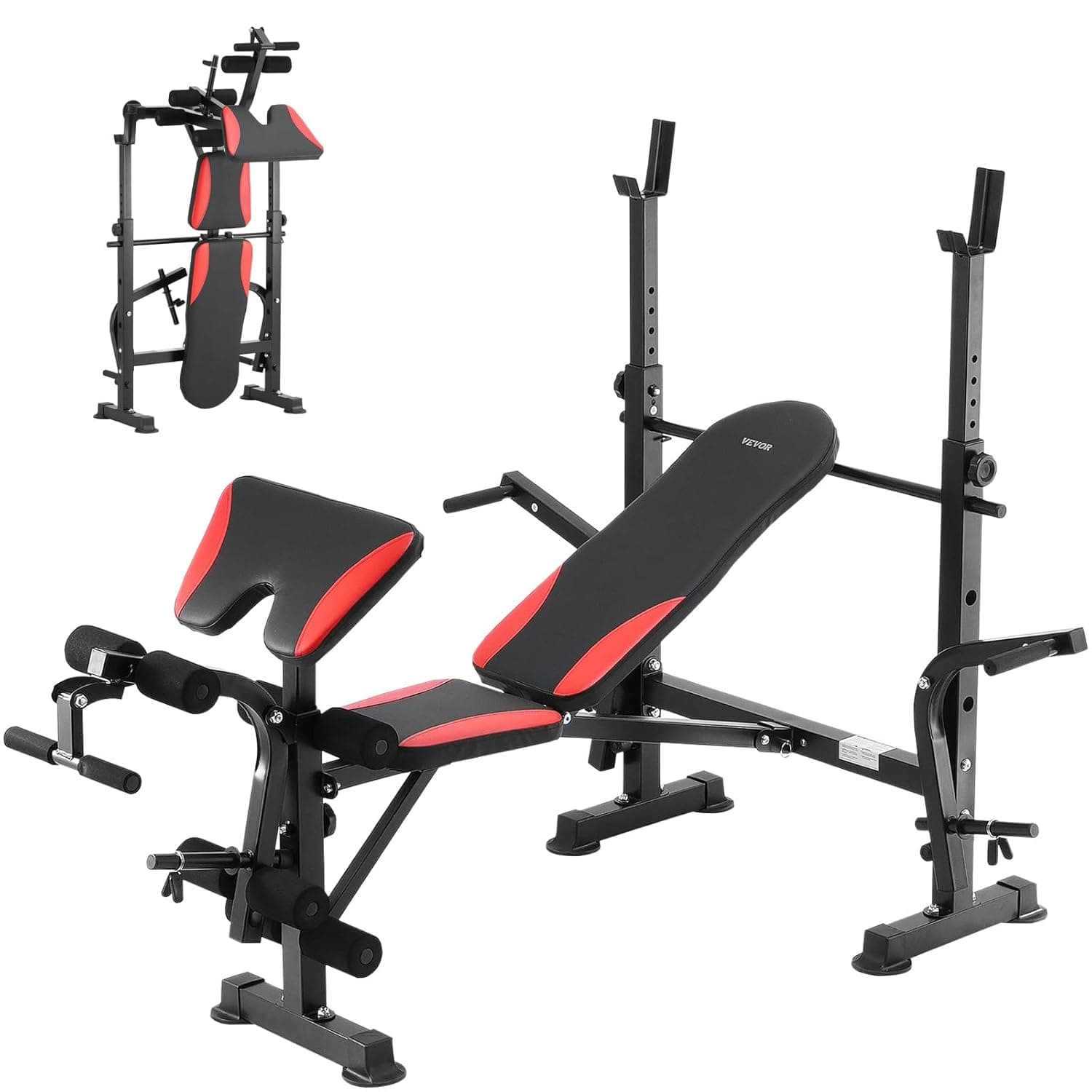 VEVOR Banco de pesos ajustável multifuncional para treino de corpo inteiro, banco de exercícios de 300 kg para treino de força no ginásio em casa, 1730 x 1300 mm, preto