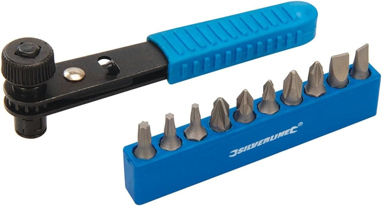 Silverline Tools 404706 Conjunto de chaves de fenda de arraca, 11 peças