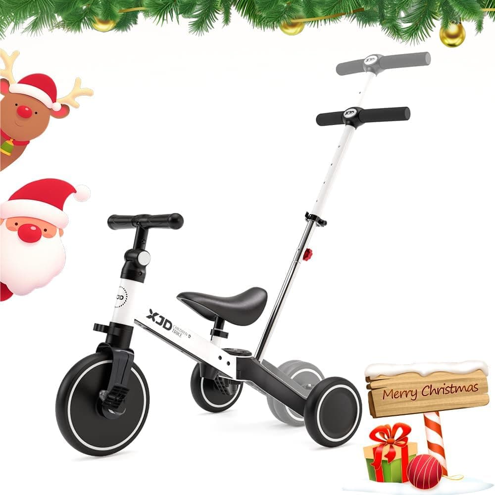 XJD 4 em 1 Triciclo evolutivo de bebé, triciclo para crianças de 1 a 3 anos, triciclo de bicicleta com ou sem pedais, triângulo para bebé com assento ajustáveis, transformável