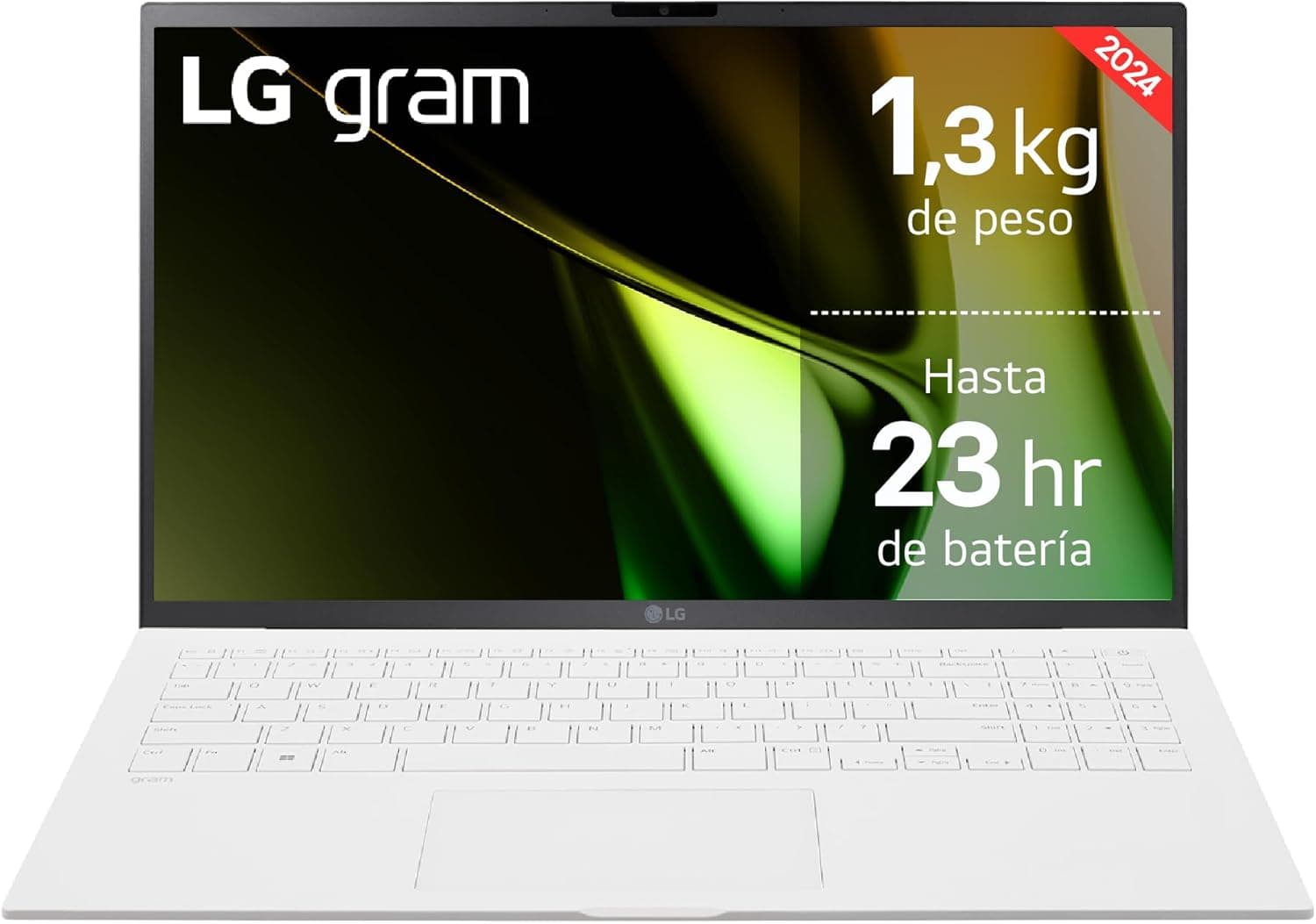 LG gram 15Z90S-G.AD87B Computador portátil ultraleve de 39,6 cm, painel IPS, Intel Core Ultra 7, 32 GB RAM, 1TB SSD, 1290 g, bateria até 23 h, W11 Home, branco, teclado. lado QWERTY Espanhol 