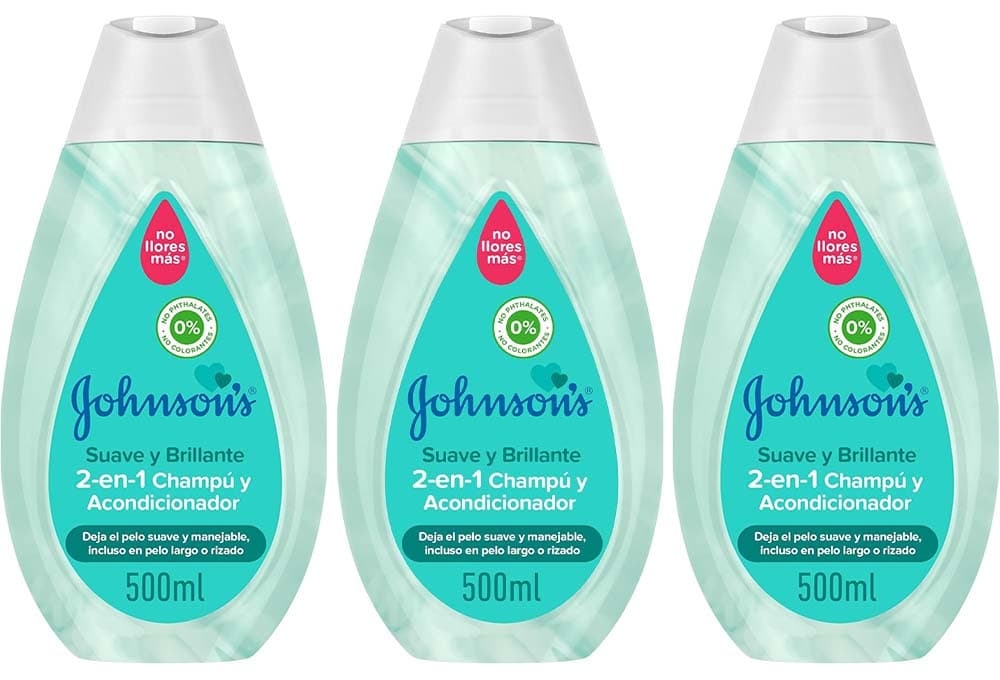 Johnson's Baby Champô e condicionador para crianças 2 em 1 macio e brilhante (500 ml) x 3